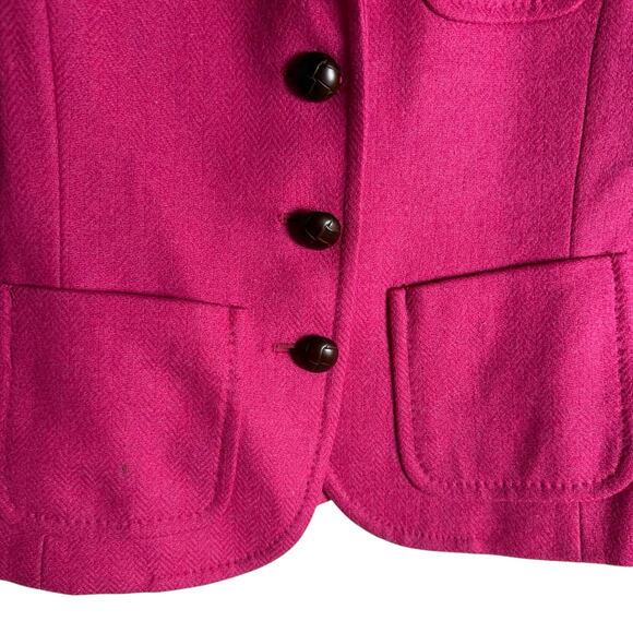 J.Crew Wool Black Jacket Blazer Robert Noble Scottish Cloth Hot Pink Sz 0 - Picture 4 of 10